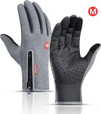 Productafbeelding van Touchscreen Handschoenen - Fietshandschoenen - Winter - Heren - Wielrenhandschoenen - Scooter - Grijs - Maat M