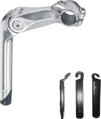 Produktbild von Lenkervorbau Universal Klemmung Ø 25,4 mm verstellbar von -10° bis 50° - 150 mm lang Ø 22,2 mm inkl. Reifenheber