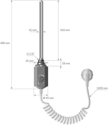 Image de Radiateur électrique de salle de bain 600 W, 50 x 80 cm, anthracite