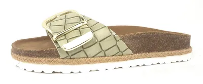 Image de Supersoft Femmes Chaussures 274-870 Pantolette Sandale Design Reptile Green Boucle