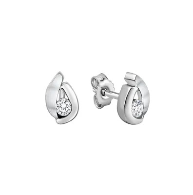 Produktbild von V Ohrstecker 925/- Sterling Silber 0,8cm weiß Zirkonia weiß 371220401R