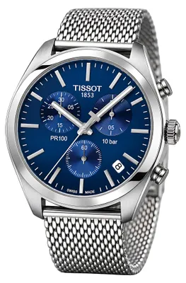 Zdjęcie produktu dla Zegarek Tissot PR 100 Chronograph, kwarcowy, stal nierdzewna, niebieski, model T101.417.11.041.00