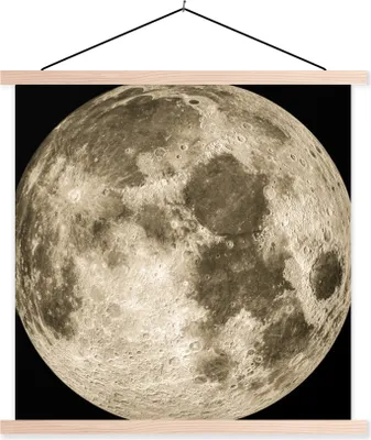 Produktbild von MuchoWow® Textilposter Weltraum - Mond - Jahrgang 120x120 cm mit holzfarbenen Rahmen - Textil-Poster