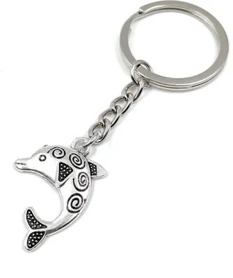 Image de Onwomania Dauphin Poisson Baleine avec motif Océan Mer Porte-clés métal porte-bonheur dans boîte cadeau alu, idéal pour offrir