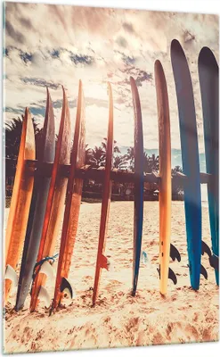Produktbild von Bilder auf glas - Einteilig - Surfen Strand Board - 70x100cm - Glasbilder - Wandbilder - Bilder - zum Aufhängen bereit - Wanddekoration aus Glas - Glas Bilder - Wandbild auf Glas - GPA70x100-4992