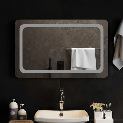 Produktbild von LED-Badezimmerspiegel Transparent 80 x 50 cm Gehärtetes Glas