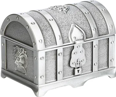 Imagen del producto de Caja pequeña de tesoro pirata antigua, ideal como joyero de boda o regalo, fabricada en aleación de zinc. También sirve como estuche de almacenamiento