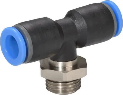 Produktbild von T-Steckverschraubung, Schlauch 4mm, Gewinde G1/8a, STVS-QTECKO-G1/8a-4-PBT-SBR-V1-M120