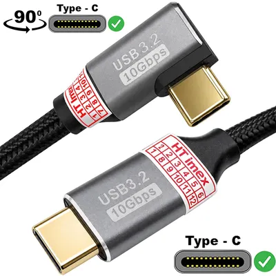 Produktbild von USB-C auf USB 3.2 Gen2 10Gbps 90° Winkelstecker nylon Ladekabel datenkabel für Samsung Galaxy A23 5G, A33 5G, S9, Xcover7