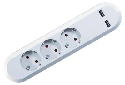 Produktbild von BACHMANN SMART Steckdosenleiste 3x Schutzkontakt, 2x USB Charger 5VDC 3,1 A, weiß