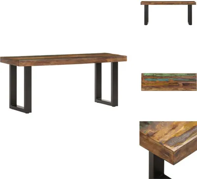 Obrázek produktu pro vidaXL Lavice 110 cm z regenerovaného dřeva a oceli - Lavice do truhly a předsíně