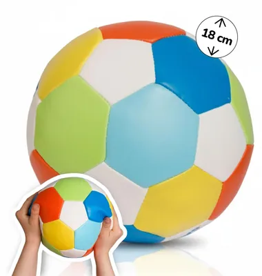 Produktbild von Softball Ø 18 cm bunt, weicher Kinderball im Fußball-Design, leichter Spielball für drinnen und draußen
