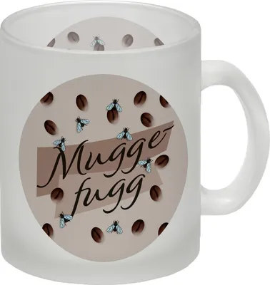 Produktbild von Muggefugg Malzkaffee Glas Tasse mit Kaffeebohnen und Fliegen braun