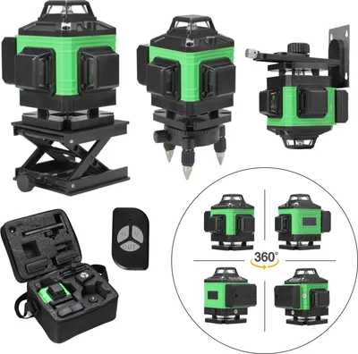 Immagine prodotto di Livella laser - Laser a 16 linee, con incrocio laser - Autolivellante a 3° - Funziona in verticale e orizzontale - Ricaricabile tramite USB - Include supporto e custodia