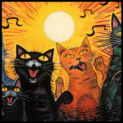 Produktbild von Plakat 100x100cm Katzenkonzert