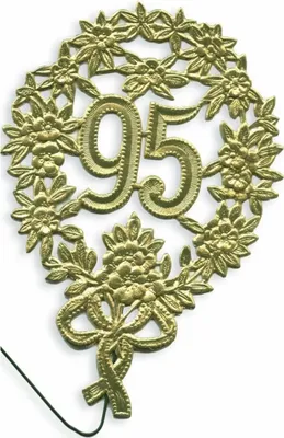 Produktbild von DEMMLER Festliche Zahl 95 gold 8x12cm mit Draht