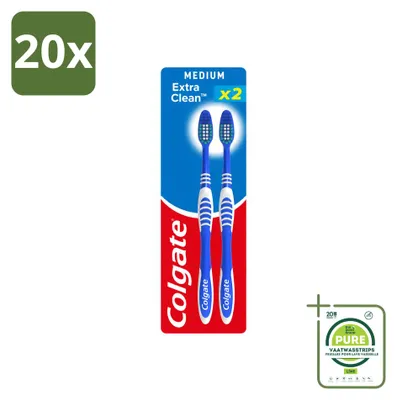 Imagen del producto de 20 cepillos de dientes Colgate Extra Clean - Tamaño medio - Paquete grande - 20 unidades