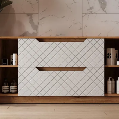Image de Meuble sous vasque simple Vicco Lotta Blanc 119.2x62.5cm avec 2 tiroirs, Model 58577