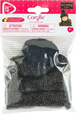 Image de Corolle Accessoires poupées Bonnet et écharpe Couture noir 36cm scintillant