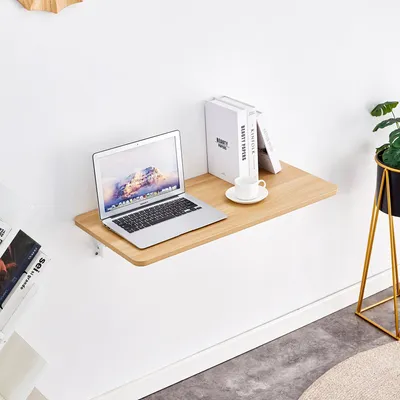 Produktbild von okwish Kompakter Klapptisch Wandmontiertes Design, Platzsparend,Schreibtisch für kleine Wohnungen, Holz