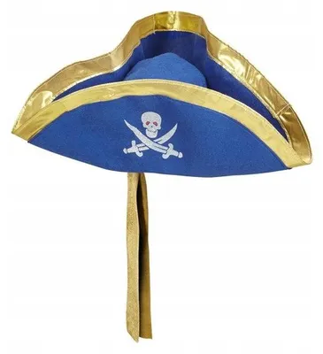 Produktbild von "Blauer Dreispitzhut Für Piraten Mit Band"