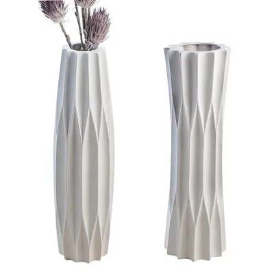 Produktbild von GILDE Vase, "Taglio", Keramik, weiß, , 2 Stück wie abgebildet, H. 46 cm, D. 13,5 cm 15875
