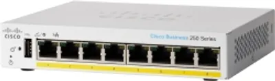 Produktbild von Cisco CBS250-8PP-D-EU managed Layer3 Switch: - 8x10/100/1000 (Base-T (RJ45) + no Uplink Ports, - Switching Capacity:16Gbps, incl. rack-&wallmount Kit, - kein stacking, liefert 45W PoE+, lüfterlos, - Layer3: nur statisches Routing