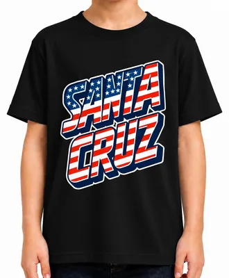 Produktbild von Santa Cruz USA Flagge Kalifornien Skater Surfer Retro Amerika Kinder T-Shirt, Schwarz, 104