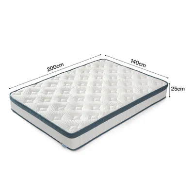Obrázok produktu pre Matrac Tribesigns 140x200 cm výška 25 cm, H3, 7-zónový, taštičkový matrac s certifikátom Oeko-TEX, pružinový matrac s gélovou pamäťovou penou
