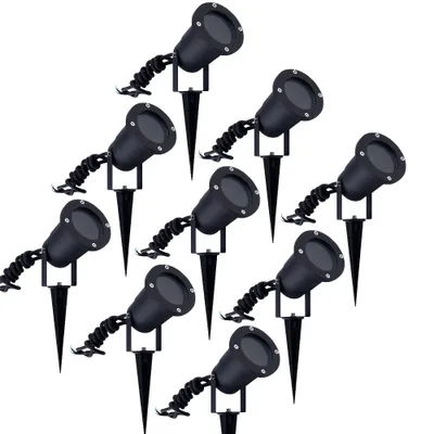 Produktbild von Ledvion - 9er set LED Gartenstrahler Aluminium - IP65 - GU10 Fassung - 1M Kabel - EU -