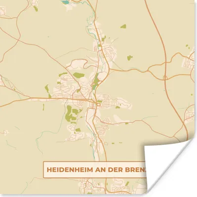 Produktbild von MuchoWow® Poster Jahrgang - Stadtplan - Heidenheim an der Brenz - Karte 100x100 cm - Babyzimmer