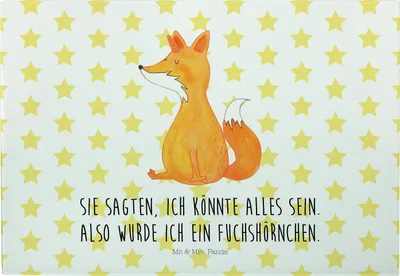 Produktbild von Mr. & Mrs. Panda Vesperplatte Einhorn Fuchs - Weiß - Geschenk, Füchse, Unicorns, Einhörner, Servierplatte, Schneidebrett, Glas Schneideplatte, Hackbrett, Unicorn