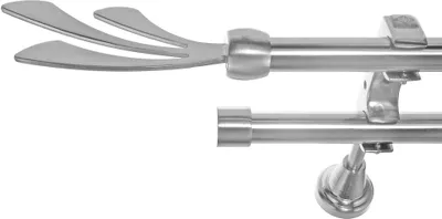 Produktbild von Edelstahl Look Gardinenstange Ø 20mm Wandträger 2-läufig zweiläufig Wandbefestigung Schweif H60 E84E30 RR