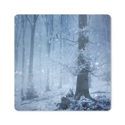 Produktbild von MuchoWow® Mauspad Mousepad Wald - Winter - Schnee 20x20 cm - Mousepads - Maus Mat - Pad - Mausunterlage - Desk Mat - Bureauartikeln
