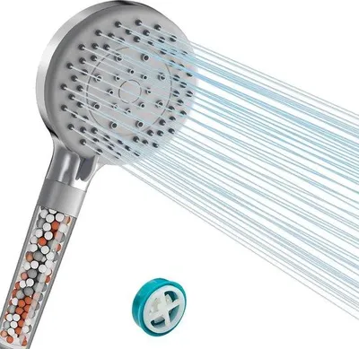 Produktbild von Chrom-Spaar-Douchekop mit 5 Strahlarten, Antikalk-Funktion, Handdusche