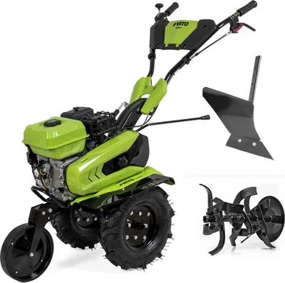 Produktbild von Benzin-Einachsschlepper 4-Takt-Motor 212 cm3 7 PS 5200 W + Fräsersatz + Häufelgerät Ideal für Garten & Gemüseanbau VITO