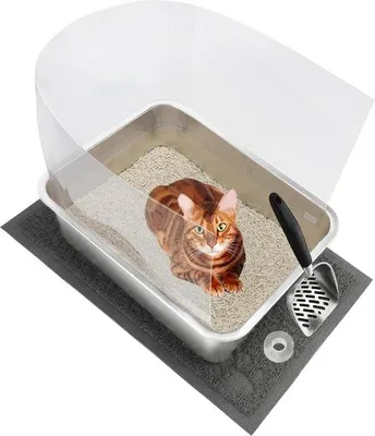 Image de Grande cage pour chat en acier inoxydable 45 x 35 x 15 cm avec pelle, pour chats et lapins