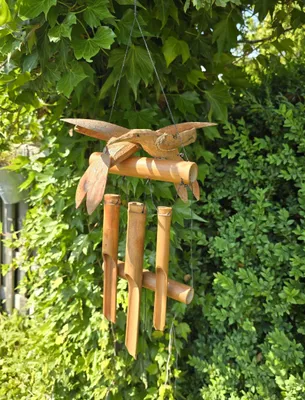 Produktbild von Windspiel Kokosnuss Tier Handarbeit Klangspiel Garten Balkon Deko 100 cm