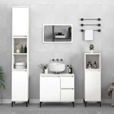 Produktbild von vidaXL Badschrank Weiß 30x30x190 cm Holzwerkstoff