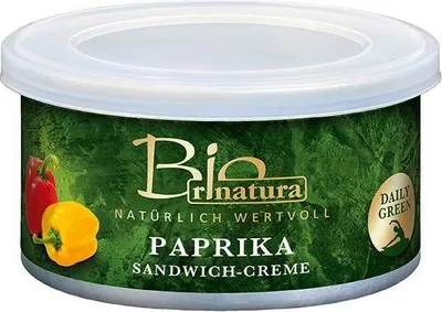 Produktbild von Rinatura Paprika Sandwich-Creme 125 G Dose Vegan Glutenfrei Lactosefrei Würzig-aromatisch, fruchtig mit einer Paprika-Note