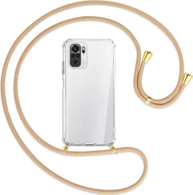 Produktbild von Handykette Backcover-Schutzhülle mit Band (Metall goldfarben) für Xiaomi Redmi Note 10 4G - beige