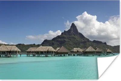 Produktbild von MuchoWow® Poster Die berühmten Bungalows auf Bora Bora 120x80 cm - Bilder