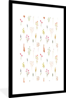 Produktbild von MuchoWow® MuchoWow® Gerahmtes Poster Blumen - Pflanzen - Collage 60x90 cm - Poster mit zchwarzem Bilderrahmen - Dekoration - Wandposter Wohnzimmer - Hochwertig