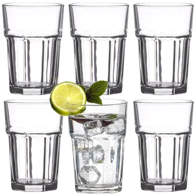 Produktbild von Wassergläser Cocktailgläser | 365 ml | 6 Stück SET | ARAS Coffeeglas Longdrinkgläser Bier Eisgläser Bierkrug Trinkgläser Saftgläser Biergläser