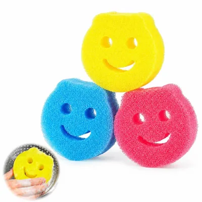 3 lachende Sponzen, wiederverwendbar, 9,8 cm, für Geschirr