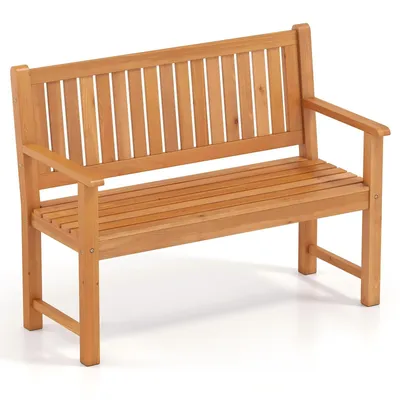 Produktbild von KOMFOTTEU Gartenbank aus Tannenholz, 2-Sitzer Sitzbank mit ergonomischer Rückenlehne & Armlehnen, wetterfeste Parkbank bis 300 kg belastbar, für Garten, Terrasse, Balkon & Veranda, 115 x 53,5 x 89 cm