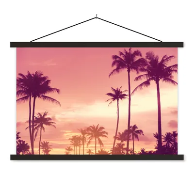 Produktbild von MuchoWow® Textilposter Himmel - Palme - Abend - Natur - Tropisch 120x80 cm mit schwarzem Rahmen - Wanddeko