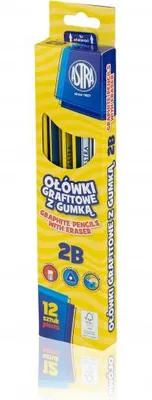 Produktbild von Bleistift mit Astra-Radiergummi, Härte 2B, Box, 206120012