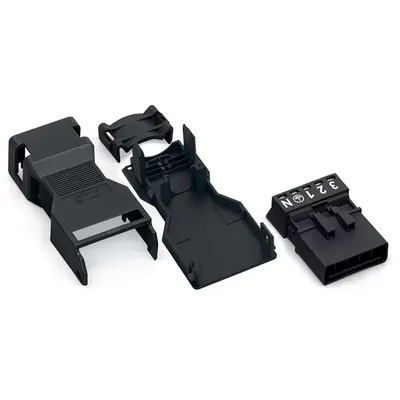 Image de Connecteur avec boîtier de décharge de traction WAGO, 5 pôles, noir, 1,5 mm²