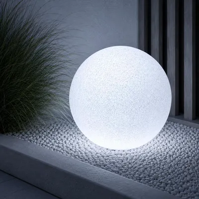 Produktbild von LUMILED Stein Kugelleuchte Außen 40cm Außenkugelleuchte Kugellampe Gartenkugel Außenleuchte Kugel Wegeleuchte IP44 E27 Fassung Anschlusskabel 1,95m